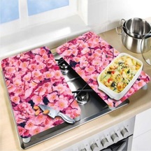 Dekoratif Cam Ocak Koruyucu ve Kesim Tahtası Yapay Çiçek 60Cm X 5