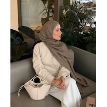 Luluscarf Rami Pamuk Düz Renk Yumuşak Tesettür Şal Vizon