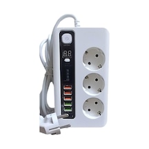 4.2a Usb'li Akıllı 3'lü Priz Zaman Ayarlı 5 Usb 2 Metre Uzatma Kablolu Standart