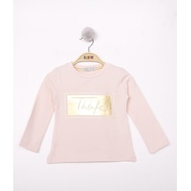 Toontoy Kids Toontoy Kız Çocuk Think Varaklı T-shirt Pudra