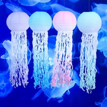 Tongxida 6'lı Renkli Medusa Folyo Feneri - Doğum Günü Dekorasyonu Pembe Askı Takımı Yarıçaplı Pembe