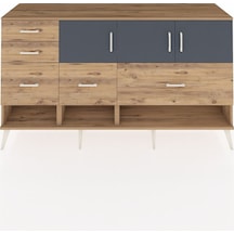 Kronos Konsol 3 Raflı 5 Çekmeceli 3 Kapaklı 176x59x99 Çam-antrasi Çam-antrasit/çam