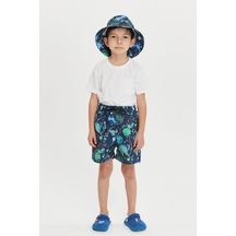 Benitto Kids Erkek Çocuk Desenli Deniz Şortu 7012-yeşil