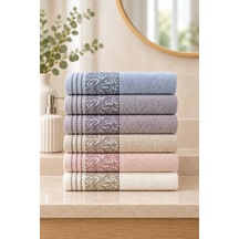 Botanical Garden Yaprak Desenli El Yüz Havlusu 50x90 Cm 6 Lı Set - Çok Renkli
