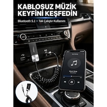 Usb Aux Bluetooth Adaptörü Kablosuz Ses Aktarım Cihazı Siyah