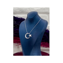 925 Ayar Gümüş Taşsız Ayyıldız Trend Kadın Kolye Gümüş Gümüş