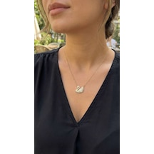 316l Çelik Zincir Altın Renk Zirkon Taşlı Kuğu Kolye 5886 01 - Gold