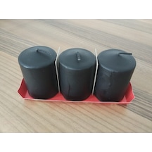 3'Lü Kokusuz Bozkurt Silindir Mum 5*7Cm Siyah (350093859)