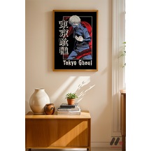 Tokyo Ghoul Kaneki Maske Poster, Ahşap Çerçeveli Duvar Tablosu - Anime Severlere Özel Hediye