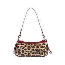 Silkroadselect Sonbahar El Çantası Leopar Desenli Koltuk Altı Çantası Çok Yönlü Dokuma Çanta Tek Omuz Küçük Kare Çanta Kadın Çantası Açık Kırmızı