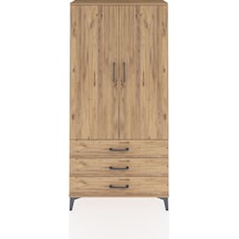 Arges Dolap 3 Raflı 3 Çekmeceli 2 Kapaklı 88x30x182 Çam-çam Atlas Çam