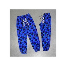 Erkek Pubg Bape X Shark Eşofman Altı - Mavi