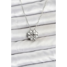 316l Çelik Zincir Gümüş Renk Açılır Yonca Model Kadın Kolye Karışık Renk