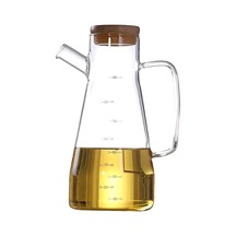Bambu Kapaklı Borosilikat Cam Yağdanlık - 900 Ml, Dayanıklı Vakumlu Kapaklı Cam Yağdanlık Ve Sirkelik, Mutfak Kullanımı İçin 0