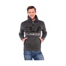 Cipo & Baxx Cl385 Taşlı Relax Fit Dik Fermuar Yaka Kalın Sweatshirt 001