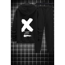 Uyguntarz Unisex Sometimes X Baskılı Eşofman Takımı Siyah