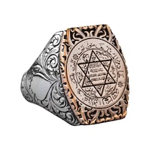 Davud Yıldız Yüzüğü, Kabbalah Yüzüğü, 925 Ayar Gümüş Yüzük, Kral Süleyman Mührü Yüzüğü Gümüş
