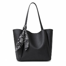 Housebags Lumi Kadın Fularlı Fermuarlı El Ve Omuz Çantası Siyah