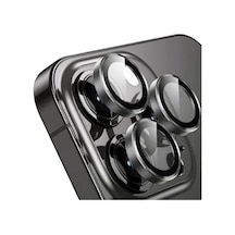 Nettech Apple Uyumlu iPhone 14 Pro Max Alüminyum Seri Kamera Cam Koruyucu - Siyah