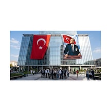 Istikbal Göklerdedir Mustafa Kemal Atatürk-ay Yıldız Poster Bayrak Ve Türk Bayrağı Premium Raşel Kumaş 2'li Set 10x15 Metre Ata33 Diğer