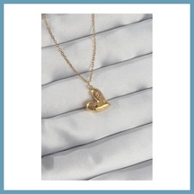 Bezos 316l Çelik Zincir Gold Renk Renkli Zirkon Taşlı Kalp Kolye Mbt06