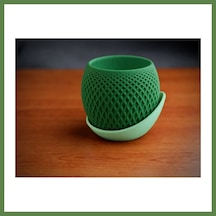 Bezos 3d Baskı Küre Saksı - Kafes Dokulu İki Parçalı Dekoratif Saksı - Yeşil-mint Hb006 19248757