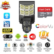 Avenir Av-sl401x Solar 4g Sokak Lambası 3lens 3ekran 4mp Akıllı Ptz Kamera + 128gb Sd Kart Dahil