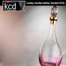 Kcd Soprano Pembe Dekor Yaldızlı Desenli Kapaklı Cam Şişe Sürahi