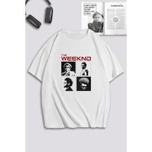 Unisex Kadın Erkek The Weeknd Baskılı Özel Tasarım Oversize T-shirt Beyaz Mck0174 Beyaz
