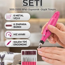 6 Başlıklı Elektrikli Manikür Pedikür Tırnak Bakım Seti Hız Ayarlı