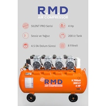 200 Lt Hava Kompresörü Sessiz Ve Yağsız 4 Hp 8 Bar