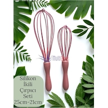 2'li Silikon Çırpıcı Seti, 25cm-21cm, Somon
