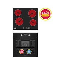 Simfer 4 Fonksiyon Trend Dijital Siyah Power Turbo Elektrikli 2'li Ankastre Set (Fırın + Elektrikli Ocak)