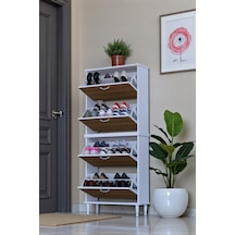 Eliusta Berry Ceviz 8 Raflı 4 Düşer Kapaklı Ayakkabılık 72 Cm Genişlik X 168x26 Cm Ayakkabılık Ceviz