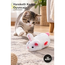 10 Adet Kurmalı Peluş Tavşan Oyuncak Hareketli Kedi Oyuncağı