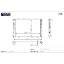 Radyatör Alfa Romeo 156 1.6 İ Ts / 1.8 İ Ts / 2.0 İ 1 Sıra Alüminyum Brazing Sistem 1 Ad