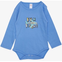 Breeze Erkek Bebek Çıtçıtlı Body Pilot Hayvancıklar Baskılı 9 Ay-3 Yaş, Mavi-mavi Mavi