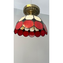 Yüceeller Tavan Vitray Eskitme Avize 30cm 12" Kırmızı