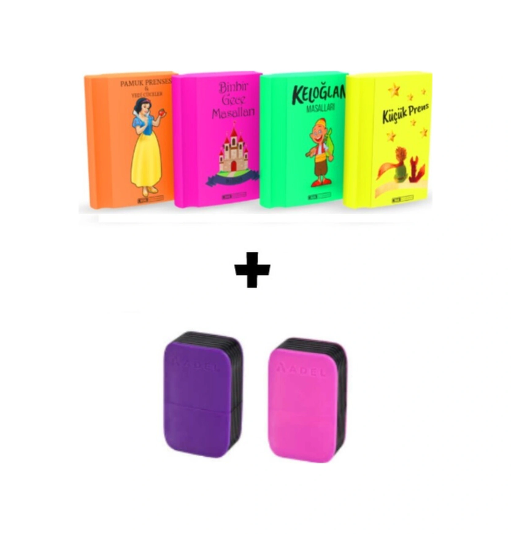Art.21 Silka 4 Adet Neon Kitap Silgi Ve 2 Adet Prime Kalemtraş Seti Kız Öğrenci