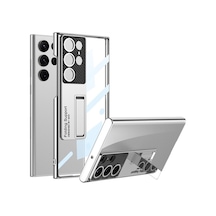 Gkk Samsung Galaxy Uyumlu S24 Ultra Telefon Kılıfı Galvanik Çizilmeye Dayanıklı Kickstand Koruyucu Kılıf