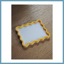 Bezos 3d Baskı Dalgalı Kenarlı İki Renkli Mini Tepsi Masaüstü Organizer Takı Ve Anahtar Tepsisi 15 Cm - Sarı Beyaz Mbt06 Beyaz - Sarı