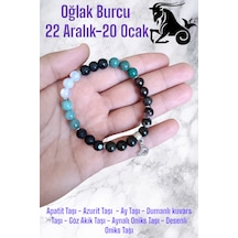 Oğlak Burcu Bileklik Apatit-azurit-aytaşı-dumanlı Kuvars-göz Akik Taşı-akik Taşı-desenli Oniks Taşı Oğlak Burcu Bileklik Oğlak Burcu Bileklik