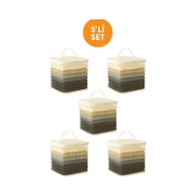 5'li Set Mor Şeffaf Kapaklı Hurç 28x32x15 Cm Orta Boy Dolap İçi Kıyafet Ve Havlu Düzenleyici Gümüş