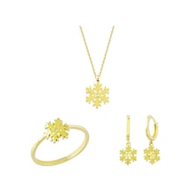 Sembol Gold Altın 3lü Takı Seti Kartanesi 14k Gold T8468 Renkli