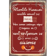 Aile Kuralları Tablosu Retro Vintage Ahşap Poster