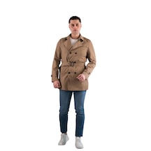 Slim Fit Astarlı Baharlık Kemerli Erkek Trençkot 001