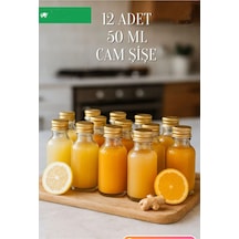12 Adet Şeffaf Cam Shot Şişesi Sızdırmaz Gold Metal Kapaklı Koku Süs Çok Amaçlı Şişe 50ml