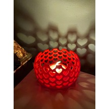 Bezos Kalp Işık Yansımalı Tealight Mumluk Romantik Dekoratif Mum Tutucu Bzoshb Çok Renkli