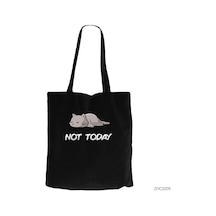 Kedi - Not Today Siyah Kanvas Bez Çanta Siyah