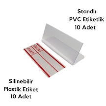 10 Adet Standlı Etiket Seti 10x4 Cm Silinebilir Ayaklı Vitrin